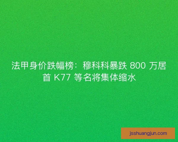 法甲身价跌幅榜：穆科科暴跌 800 万居首 K77 等名将集体缩水