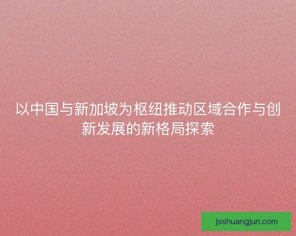 以中国与新加坡为枢纽推动区域合作与创新发展的新格局探索