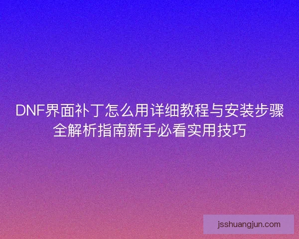 DNF界面补丁怎么用详细教程与安装步骤全解析指南新手必看实用技巧