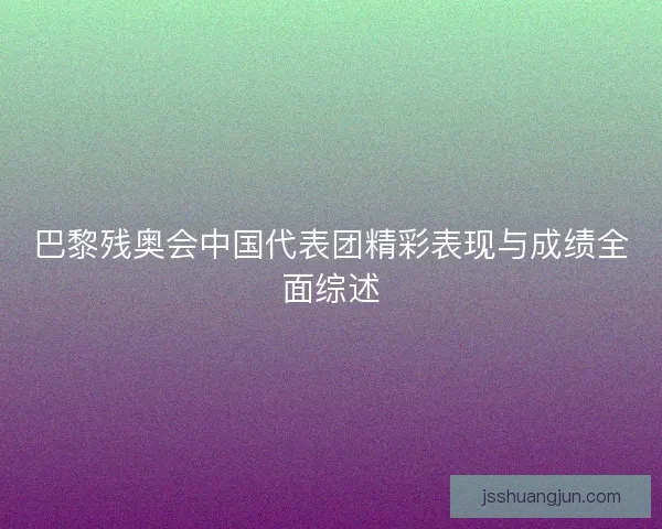 巴黎残奥会中国代表团精彩表现与成绩全面综述